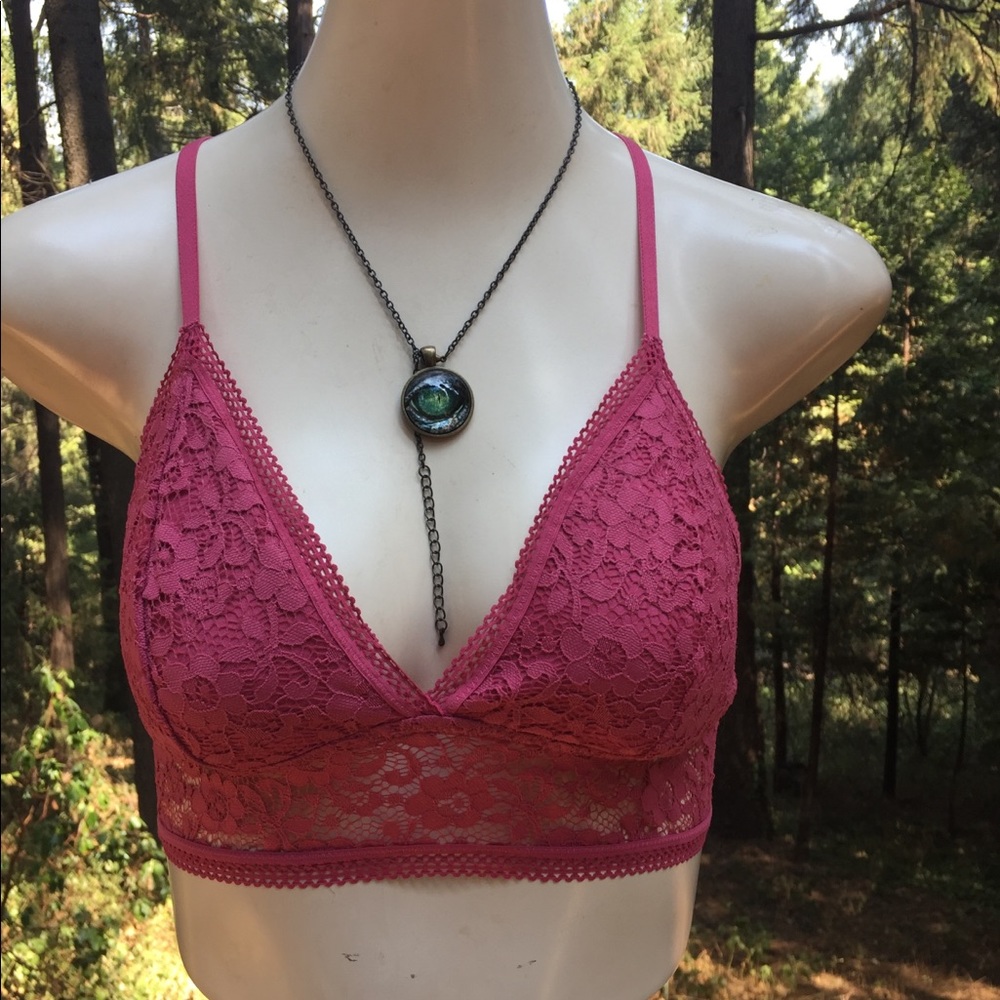 Xhileration Dusty Rose all lace longline bralette